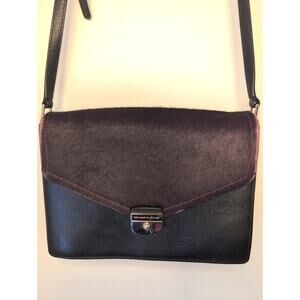 Kate Spade Calf Hair Crossbody Bag Black Wine Leather Flap Designer